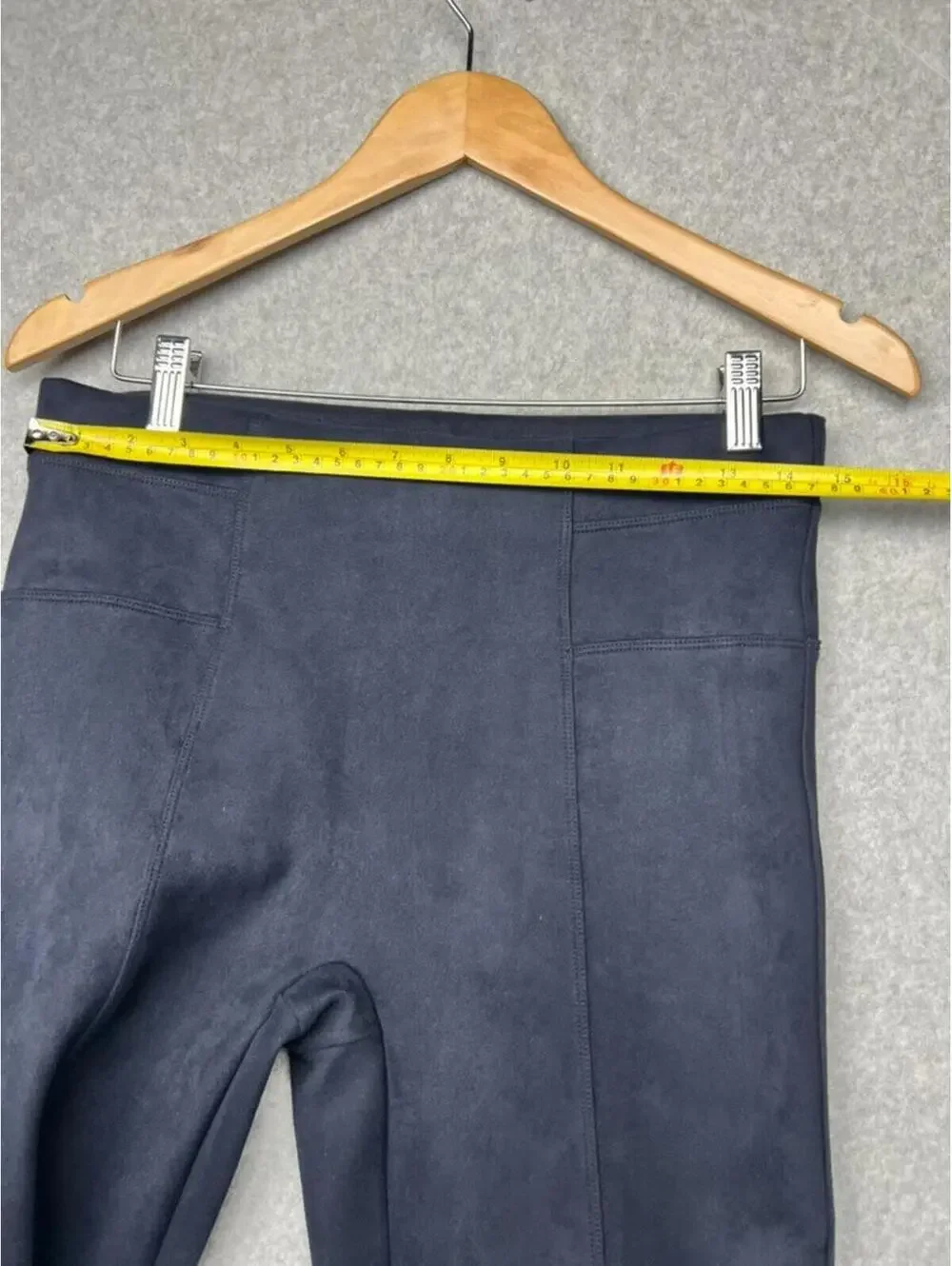 Spanx Faux Suede High Waisted Leggings Navy Shaping Stretch Y2K Goth L Baddie